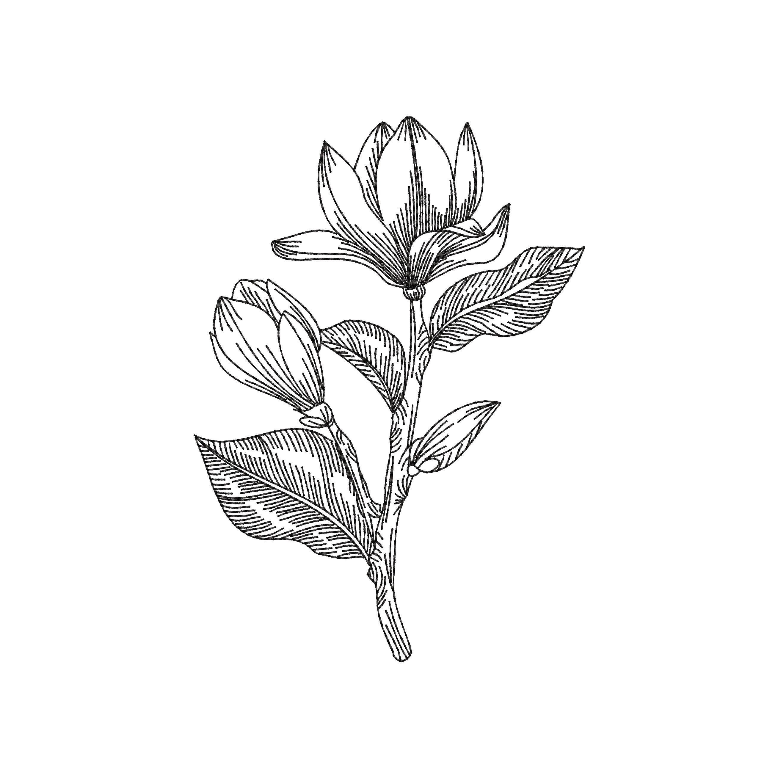 Magnolia flowers machine embroidery designs plant embroidery  etsy