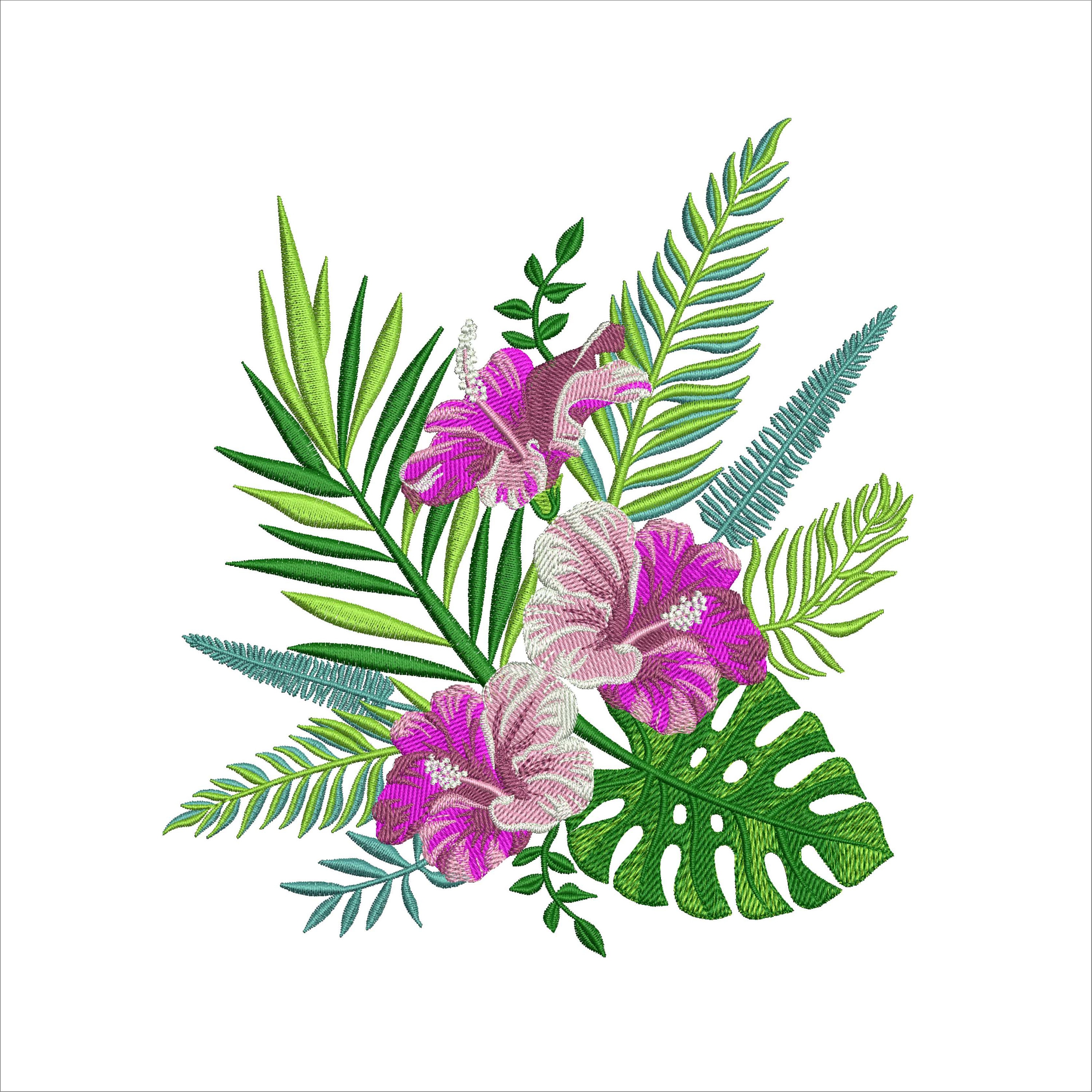 Hibiscus Flowers Machine Embroidery Designs Hawaiian Flowers Etsy