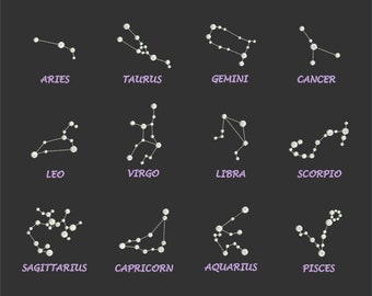 Zodiac signs. Embroidery design files * Embroidery Design Pack * Horoscope Embroidery File * Zodiac Constellation embroidery