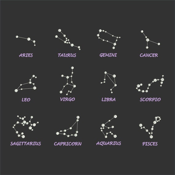 Zodiac signs. Embroidery design files Embroidery Design Pack Etsy