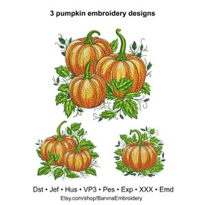 Pumpkin Embroidery Designs: Fall Machine Embroidery Patterns (Digital Download)
