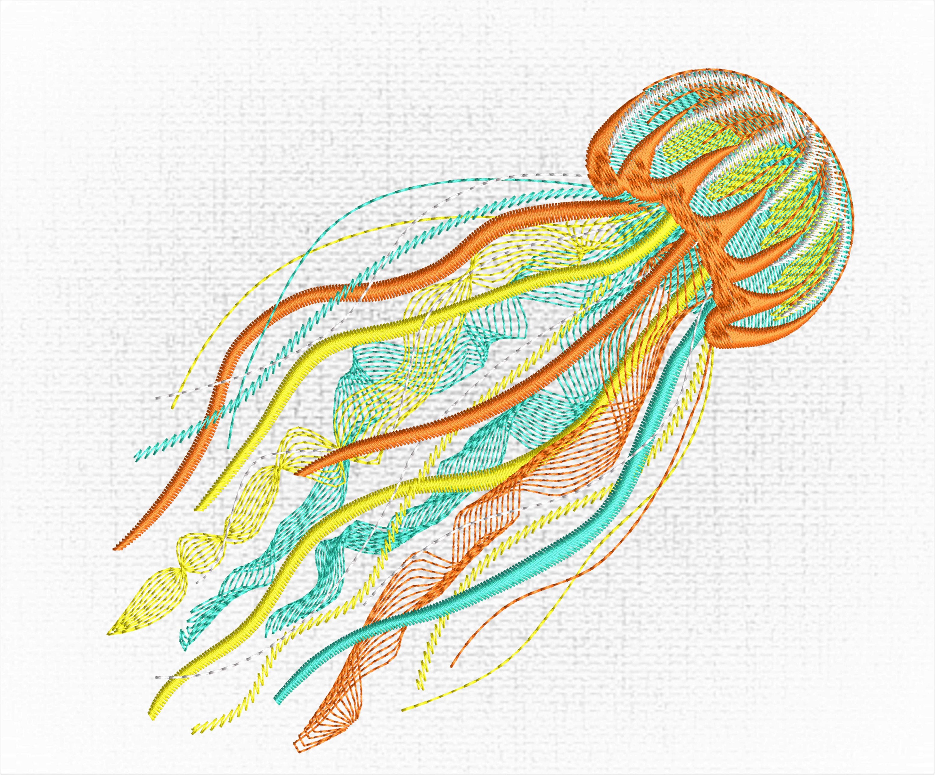 Machine embroidery designs jellyfish 3 designs undersea  etsy uk