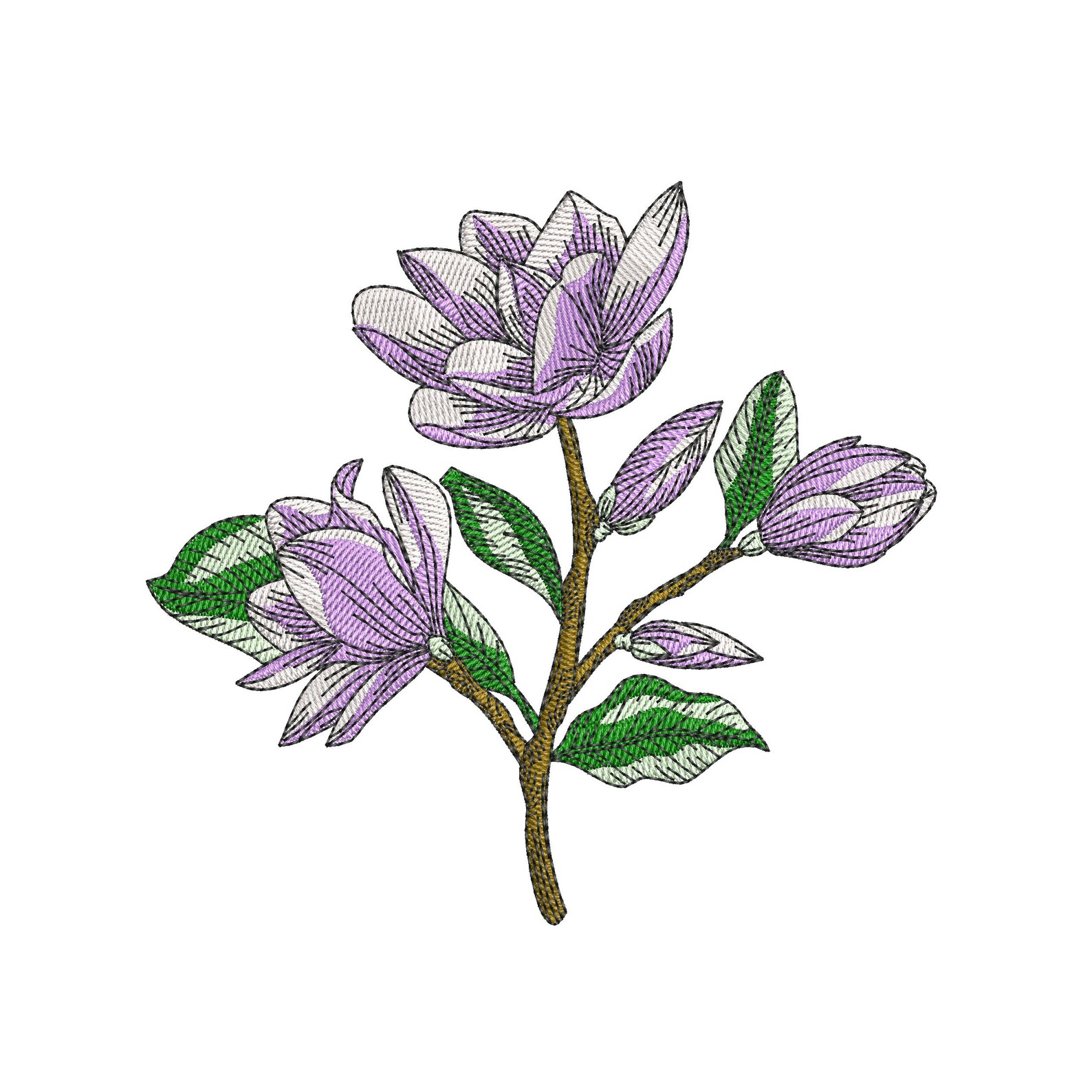 Magnolia flowers machine embroidery designs plant embroidery  etsy