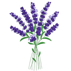 Diseño de bordado de planta de lavanda: Bordado floral a máquina (Descarga instantánea)
