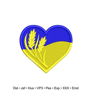 Ukrainian Flag Heart Embroidery Design – Patch Machine Embroidery File – Instant download
