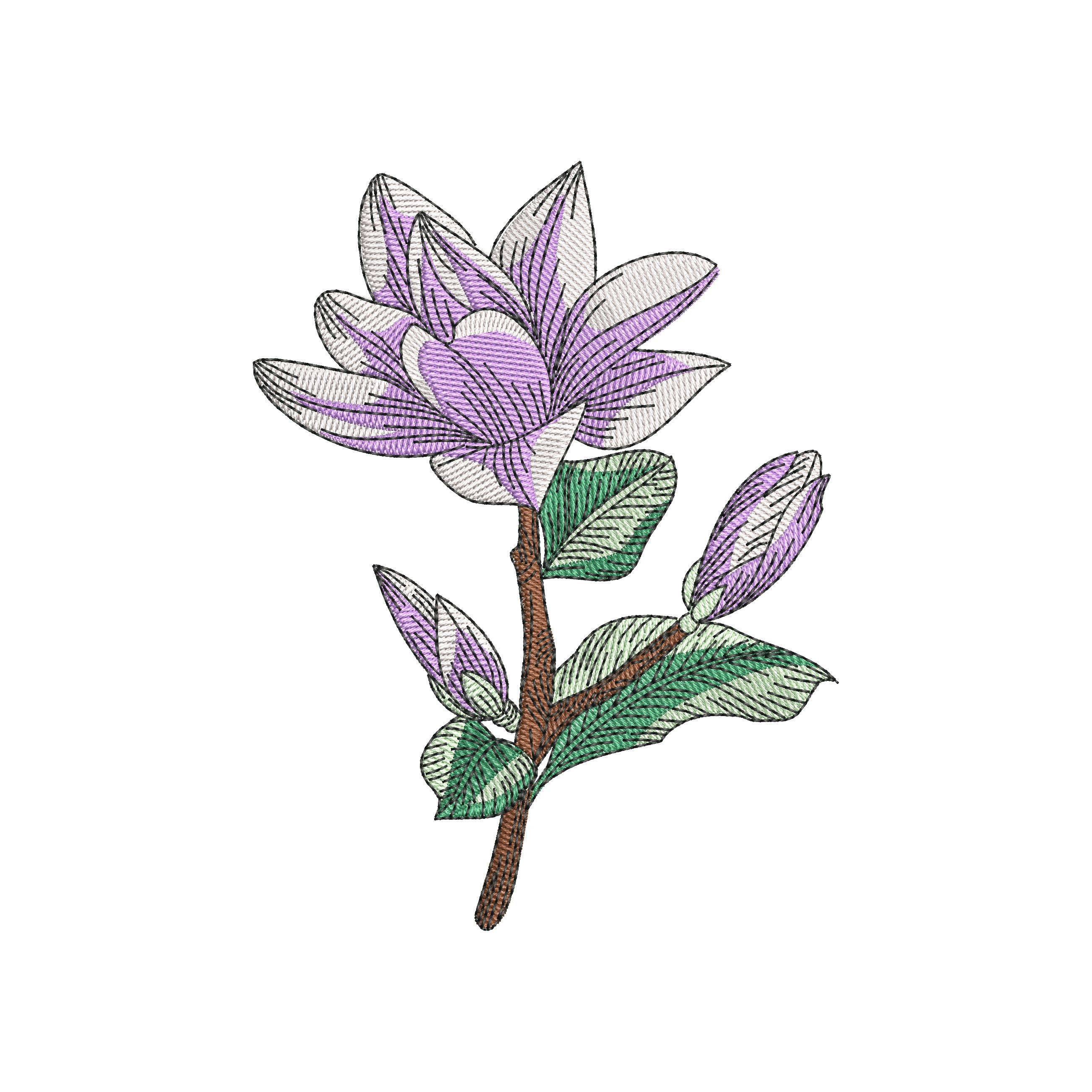 Magnolia flowers machine embroidery designs plant embroidery  etsy