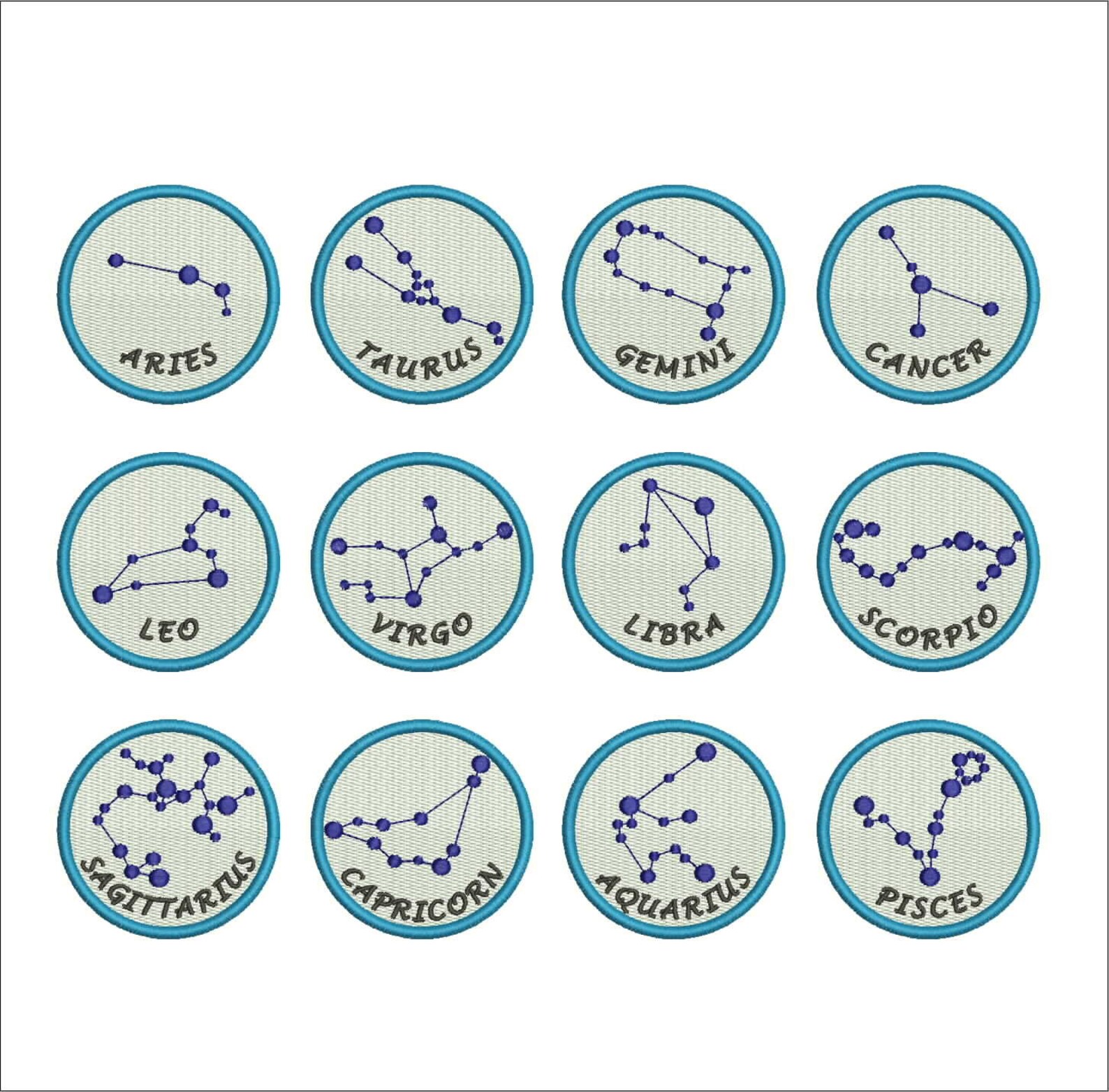 Embroidery Design Files. Zodiac Signs Embroidery Design Pack Etsy
