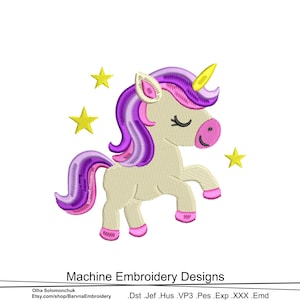 Unicorn Embroidery Design – Cute Machine Embroidery File for Girls – Instant download
