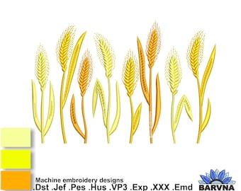 Wheat spikelets machine embroidery designs, Endless Embroidery Border, Instant download