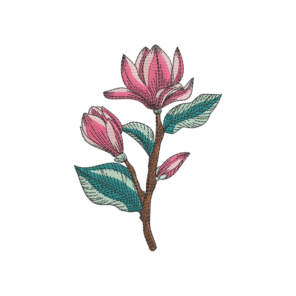 Magnolia flowers machine embroidery designs plant embroidery  etsy
