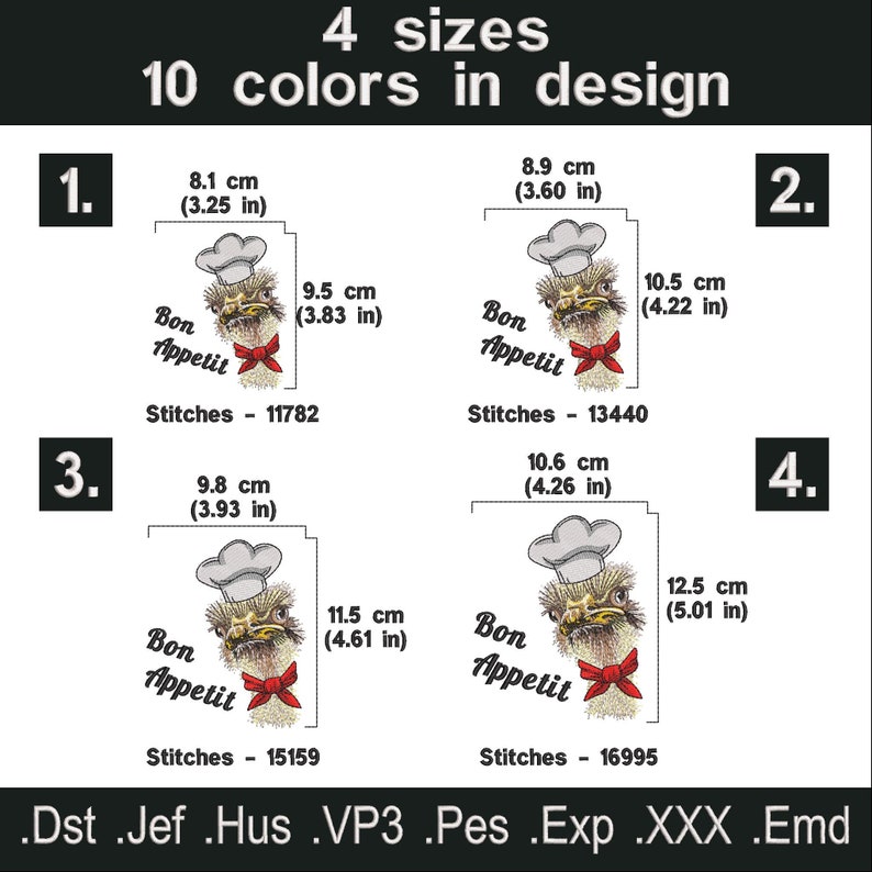 Ostrich Cook Machine Embroidery Designs Kitchen Embroidery Etsy