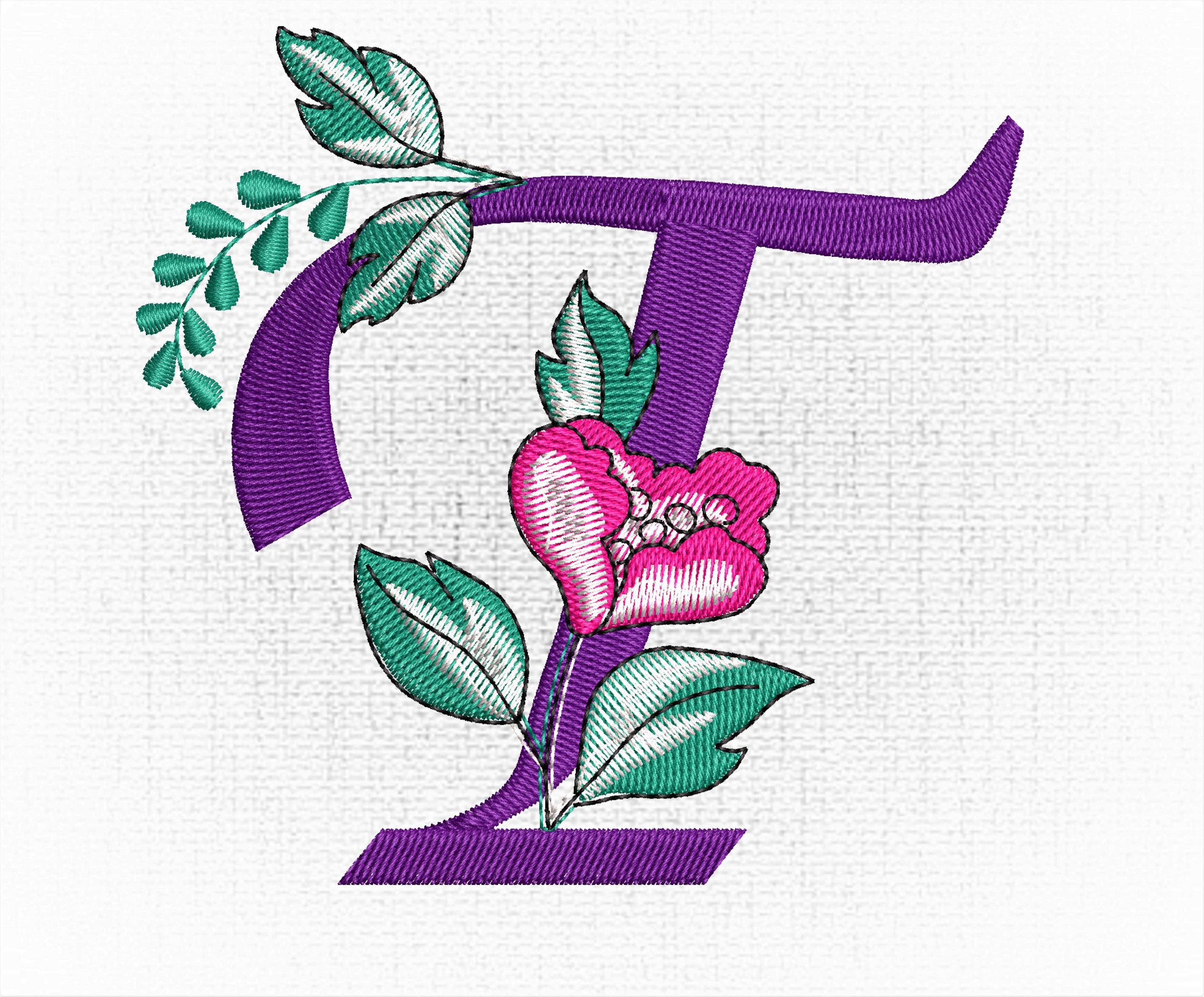 Monogram Letter T Machine embroidery designs Embroidery font Etsy