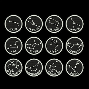 Embroidery design files. Zodiac signs * Embroidery Design Pack *  Embroidered Horoscope File * Zodiac Constellation embroidery