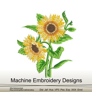 Sunflowers embroidery design for machine, Flowers embroidery design, Instant download