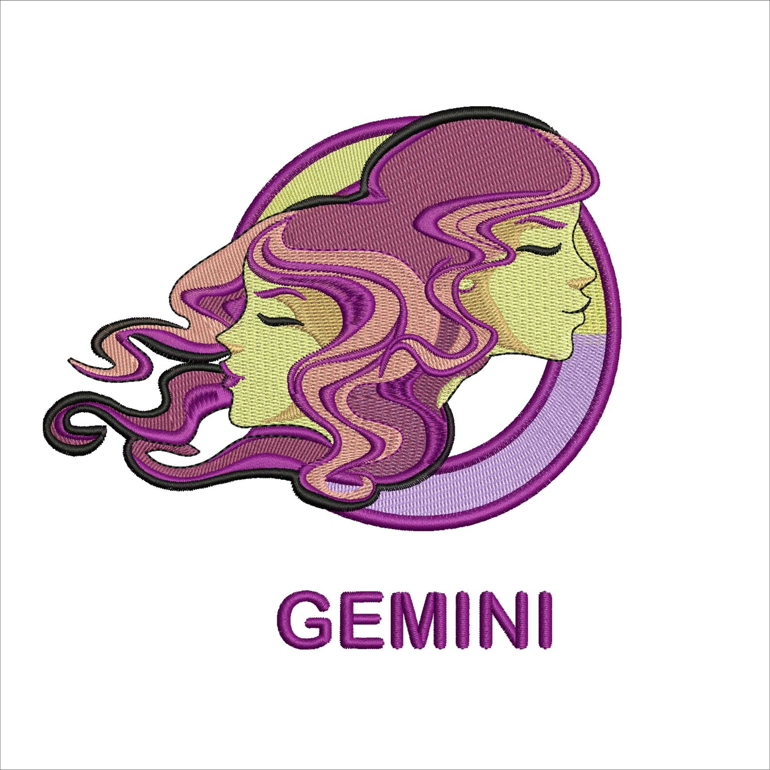 Gemini Machine Embroidery Designs Zodiac Sign Embroidery Etsy