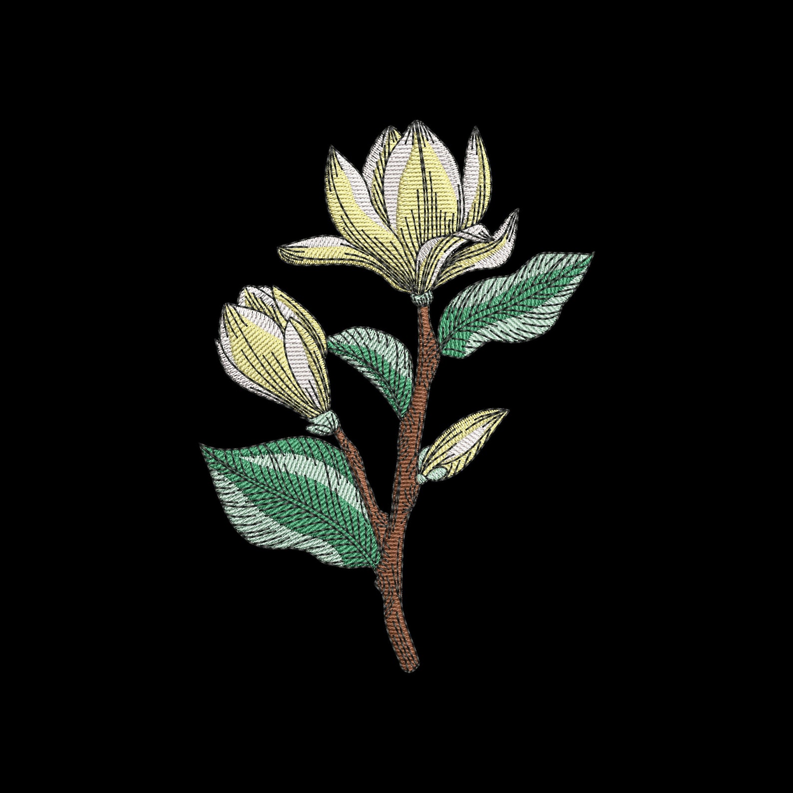 Magnolia flowers machine embroidery designs plant embroidery  etsy