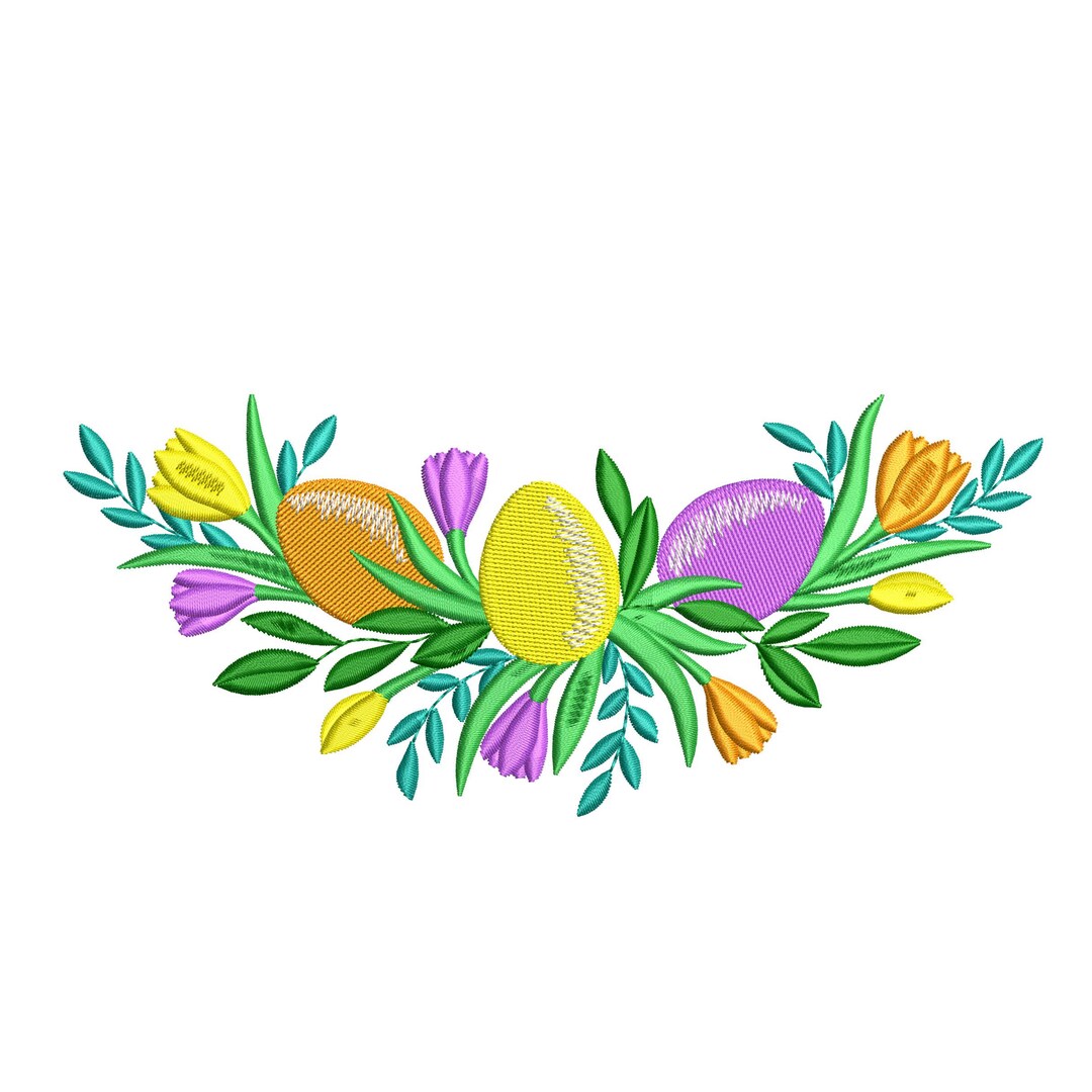 Egghead Designs Easter Eggs Embroidery File Machine Embroidery Design for Towels and ...