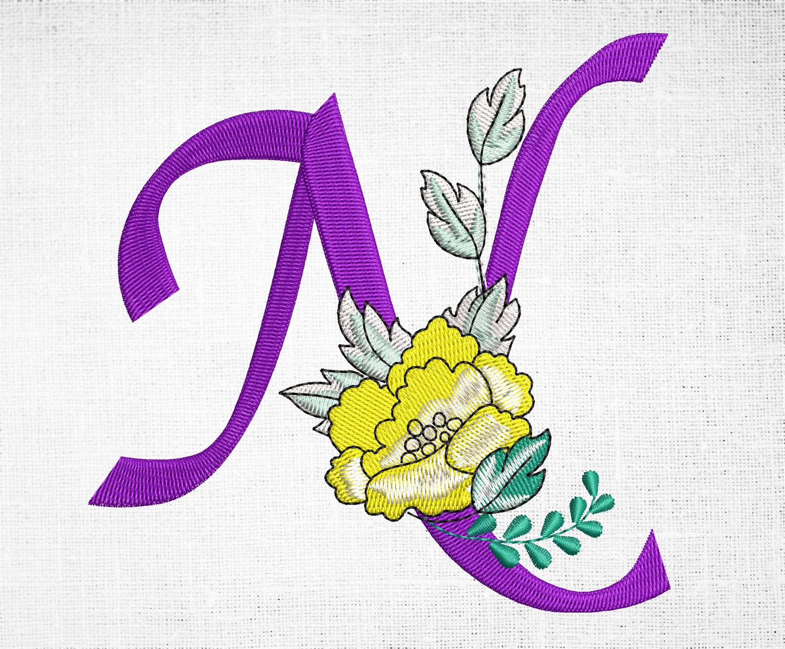 Monogram letter n machine embroidery designs embroidery font  etsy