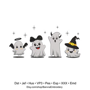 Halloween Ghosts Machine Embroidery Design – Spooky Cute Embroidery File – Instant download