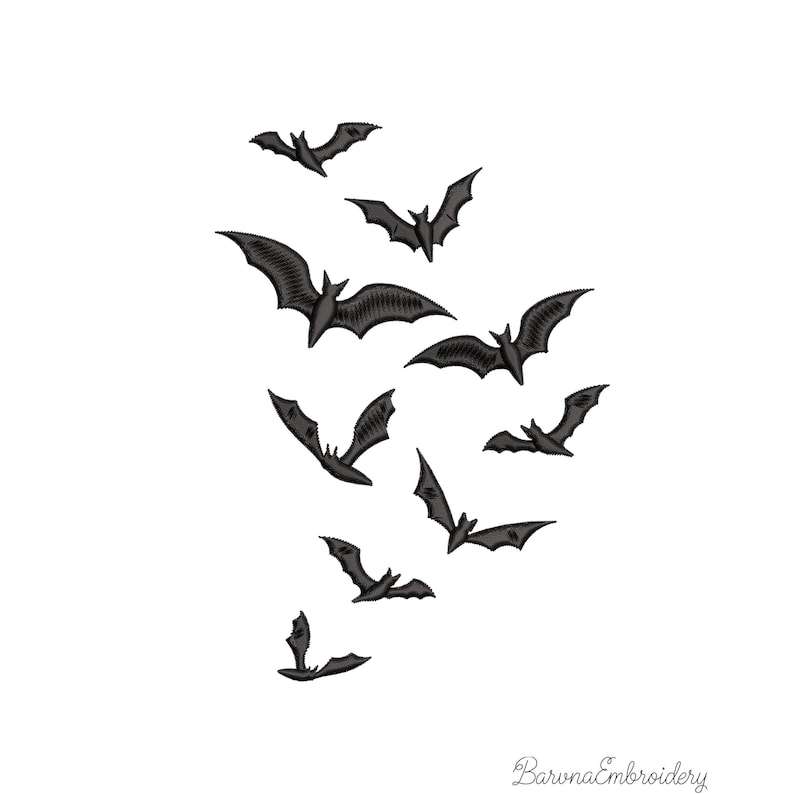 Flying bats Embroidery designs for machine, Halloween embroidery designs, Instant download