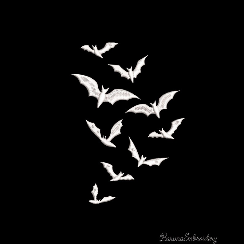 Flying bats Embroidery designs for machine, Halloween embroidery designs, Instant download