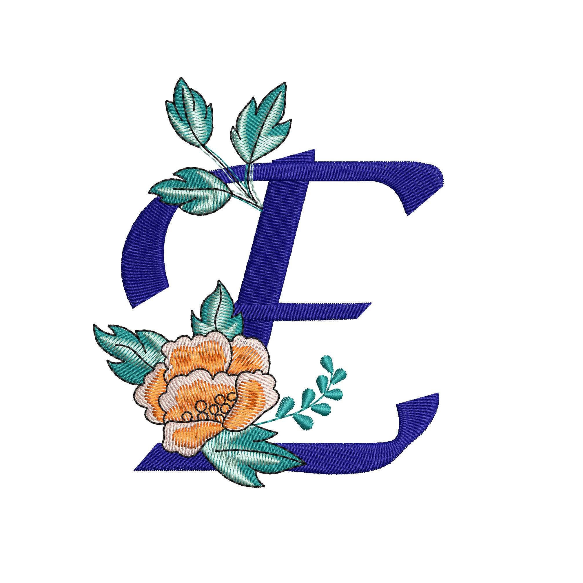 Monogram letter e machine embroidery designs embroidery font  etsy