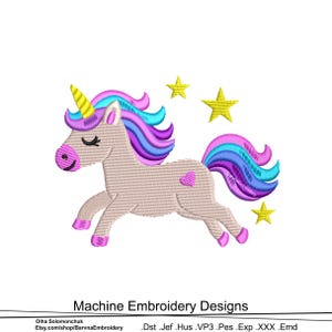 Unicorn Embroidery Design – Cute Machine Embroidery File for Girls – Instant download