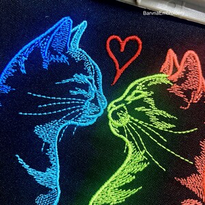 Kissing Cats Machine Embroidery Design, Cat embroidery files, pes file embroidery, Love embroidery designs, Valentines embroidery designs for machine, Embroidery files, Instant download, Digital download