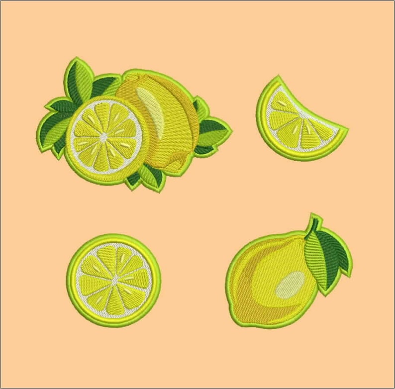 Lemon Machine embroidery designs Fruits design for machine Etsy
