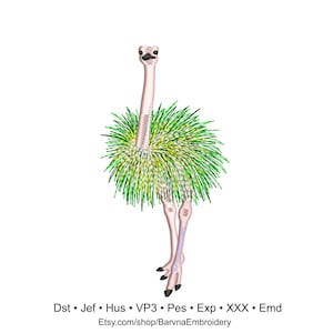 Machine Embroidery Design of Standing Ostrich, Ostrich bird embroidery files, Instant download