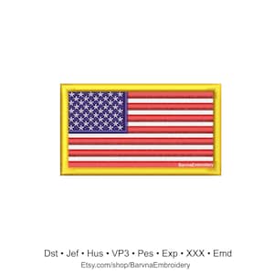 USA Flag Machine Embroidery Design (Instant Download)