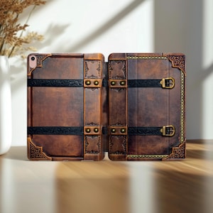 Ancien livre, étui pour iPad 9,7 pouces A16, motif cuir ancien pour iPad 12,9 pouces, 2021, Mini 5, 2024, 11 Pro, 13, 10,2 8, 9 Gen 6, Air 7 Smart, médiéval