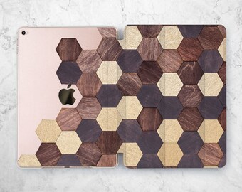 Wooden Hexagons iPad 2020 Parquet Print iPad 3 4 5 Mini Case iPad 10.5 Pro Case iPad 2 Air Case 12.9 Stand 2017 A1980s 9.7 iPad 11 Gen 6