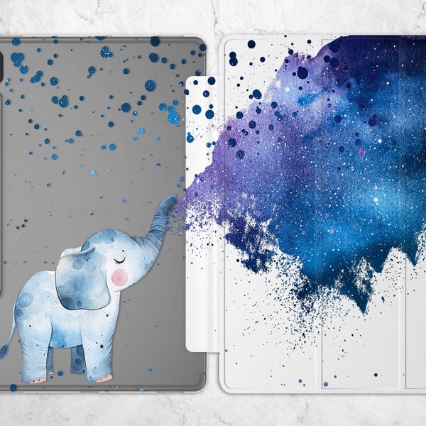 Drawn Elephant Cover fits S5e Watercolor Cosmos Galaxy Tab A 8 s7 FE plus Tablet Case Samsung 10.1 S8 ultra 10.5 S3 S6 lite 8.0 cute plastic