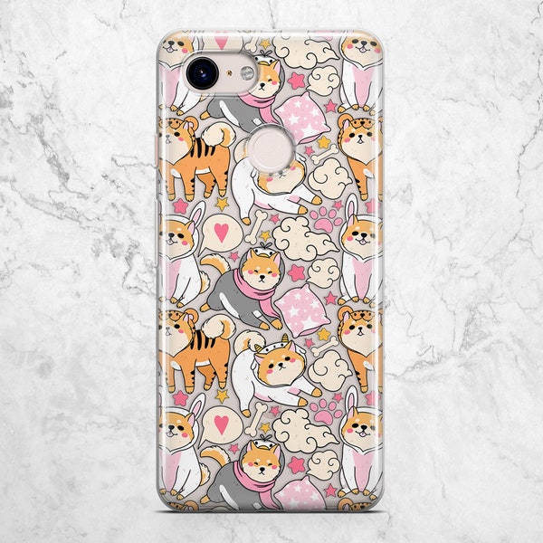 night pillow cloud animals in pajamas google pixel 5 4a 5g Xl shiba inu phone case 3 soft 3a sleeping dog 2 4 clear cute lovely diaphanous