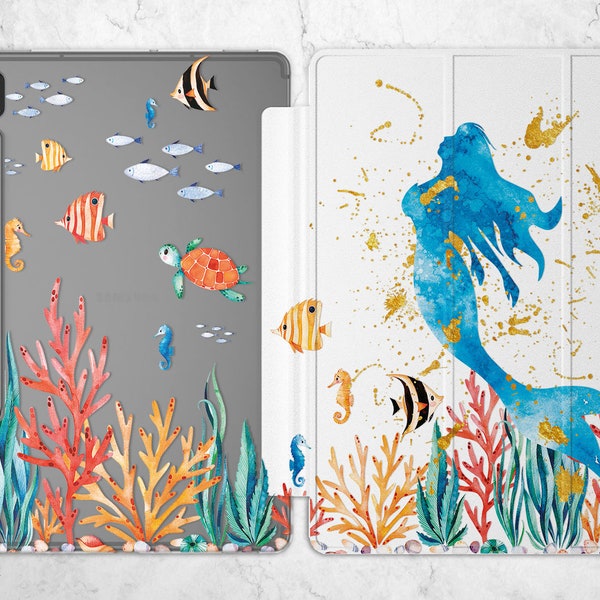 Abstract Mermaid fits Galaxy Tab A8 Coral Reef 10.5 A 10.1 s7 FE plus Samsung S8 2022 Cover S5e Tablet 8 inch 2021 S6 lite S3 8.0 ocean life