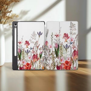 Capa com estampa de flores silvestres para tablet Samsung S8 Ultra, capa estética para Galaxy Tab A9 A8 2022 S4 10.5 S9 12 polegadas A7 10.4 S10 S7 Plus S6 Lite. Mais vendida.