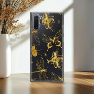 Golden Butterflies for A72 20 s20 A91 Dragonflies Pattern S22 5G Case TPU Clear Note 8 9 10 Plus Samsung s9 Cover Galaxy S21 gold bug insect