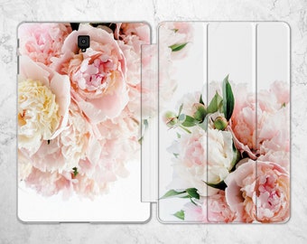 Pink Peonies Tablet Cover for S5e Flowers Case Galaxy Tab A8 10.5 10.1 2020 Samsung S2 9.7 s7 FE plus peony floral S6 lite S8 gift for her "