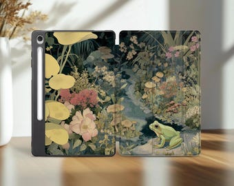 Funda Estanque Botánico para Samsung Galaxy Tab S10 Ultra A9 A8 S9 S7 FE S8 plus, funda para tablet con diseño de rana, compatible con A 10.1 10.5 S4 S6 lite A7, temática de naturaleza y bosque.