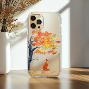 Roter Fuchs iPhone Xs 13 Max Fall Herbst Baum Abdeckung Telefon 11 Pro Silikon X 7 10 TPU 8 Xr 12 mini 2020 SE gelbe Blätter Wald Tier Aquarell