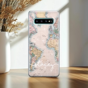 Carte du monde vintage pour Samsung a72 20 s20 ultra A02 note 10 Coques Galaxy s22 s10 plus Décoration personnalisée 9 8 cadeau prénom tpu cool s21 fe s8 s9 A80