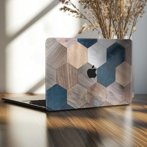 Mosaic Art MacBook Air 13 m1 A2337 Wooden Hexagon Mac Book pro 16 14 inch A2338 Retina 15 Hard Case 2022 M2 Laptop geometric background tile