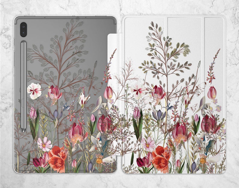 Flowers Case Galaxy Tab A 9.7 Wildflowers 10.1 Tablet s7 FE plus a7 S4 10.5 2019 S5e Samsung 8.0 10 floral painting gift for mom S3 S6 lite 