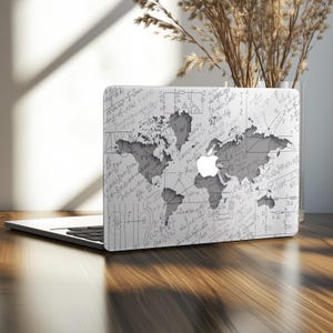 World Map MacBook 14 16 in case Science doodle Mac Book Pro 2024 Air M1 M2 M3 M 13 inch 15" 2025 Hard cover Laptop physics gift travel nerdy