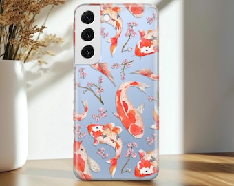 Japanese Koi Fish Art Phone Case for Samsung Galaxy – Clear Protective TPU Silicone Cover