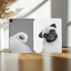 Cute Pug iPad Air 2020 White Dog iPad 5 Mini Cover iPad 11 Pro inch A1954 9.7 2018 10.5 Case A1980 12.9 2021 2022 4 7 6th Gen funny fun pet