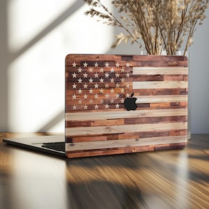 American Flag MacBook Air M2 Case Wood Texture Mac Book M3 13 inch A2780 Pro m1 16 2024 14 Hard 2022 Apple wooden paint backdrop USA decor &quot;