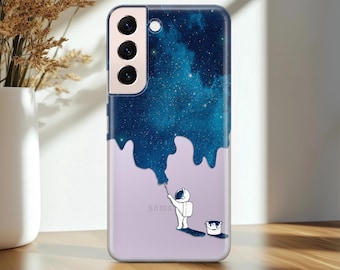Astronaut Case for Samsung Note 10 Plus 5G Galactic Spot s25 edge 20 ultra Galaxy A72 Phone S24 s23 s22 A53 painting blue space universe art