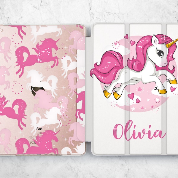 White Unicorn 2022 iPad pro case 9.7 folio 10.2 2020 Cute Custom 2018 12.9 clipart 10.5 11 a1822 5 mini air clear hard 2 3 4 6 6th 5th 8 gen